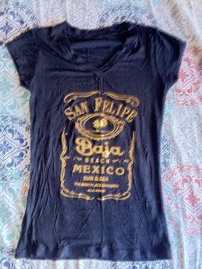 San Felipe Baja Mexico Graphic Short Sleeve Tee - Black & Gold